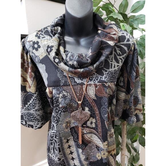 R&M Richards Womens Multi Polyester Short Sleeve Cowl Neck Shift Dress Size 10 - Picture 2 of 11